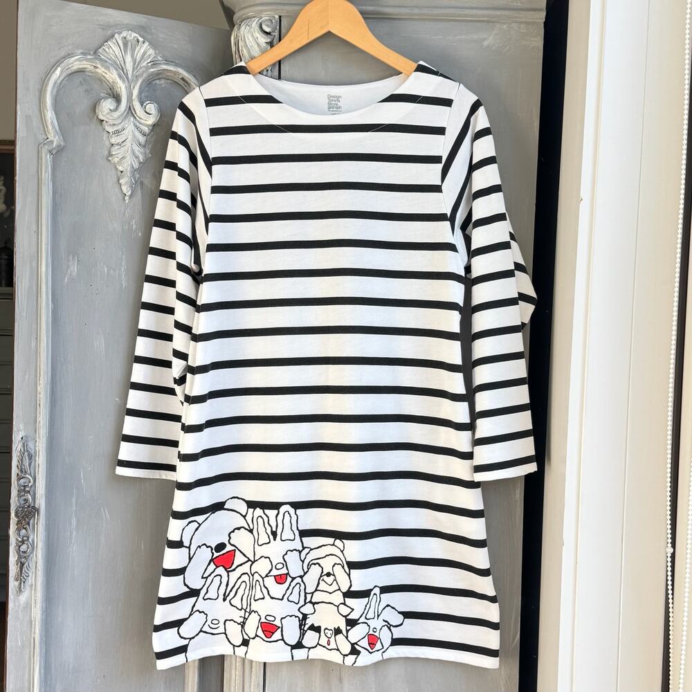 Design Tshirts Store graniph x Nontan Japanese Striped Cotton Dress EUC S/M